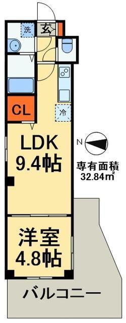 PLOUDIA稲毛(1LDK/1階)の間取り写真