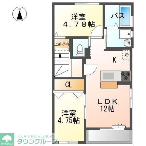 プワールB(2LDK/2階)の間取り写真