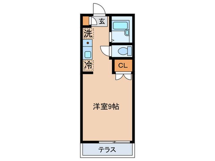 ロークレール(ワンルーム/1階)の間取り写真