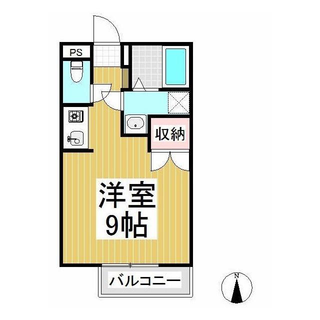 ティアラハイツ(ワンルーム/2階)の間取り写真