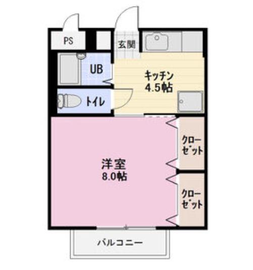 ストーク稲葉 B(1K/1階)の間取り写真