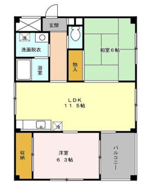 フォルテーヌ大杉(2LDK/1階)の間取り写真