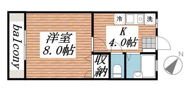 ハイツオズワルド(1K/2階)の間取り写真