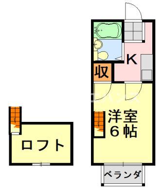ライズ桜木(1K/2階)の間取り写真