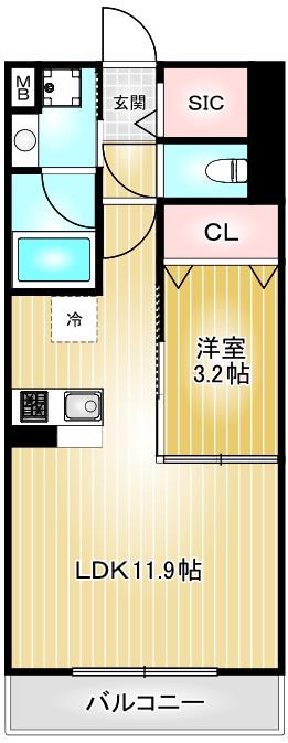 ポルタニグラ千種(1LDK/8階)の間取り写真