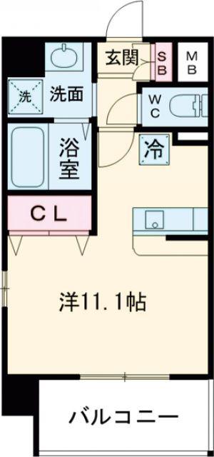 CHELSEA MANOR新屋敷(ワンルーム/7階)の間取り写真