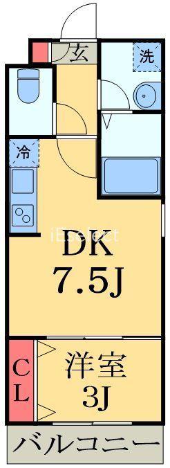 ジーメゾン千葉村田町ランタ(1DK/3階)の間取り写真