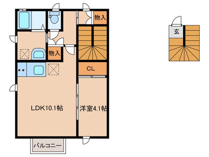 THE′VERT(1LDK/2階)の間取り写真