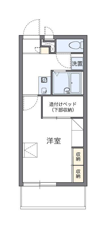コングラツィア石川台(1K/2階)の間取り写真