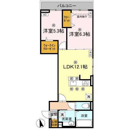 TORISIA大池(2LDK/2階)の間取り写真