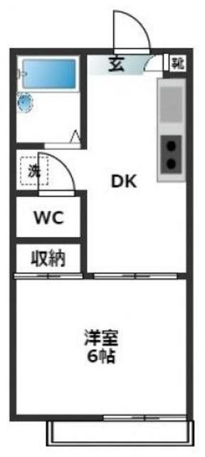 サニーハウス(1DK/1階)の間取り写真