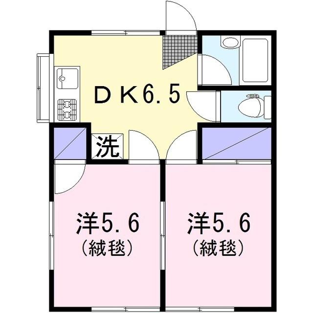 リバーハイツ(2DK/1階)の間取り写真