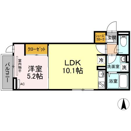 ウィット引野町(1LDK/2階)の間取り写真