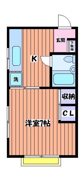 第5ホークハイツ(1K/2階)の間取り写真