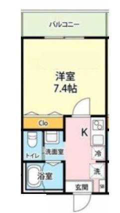 アペリティフ久米川(1K/3階)の間取り写真