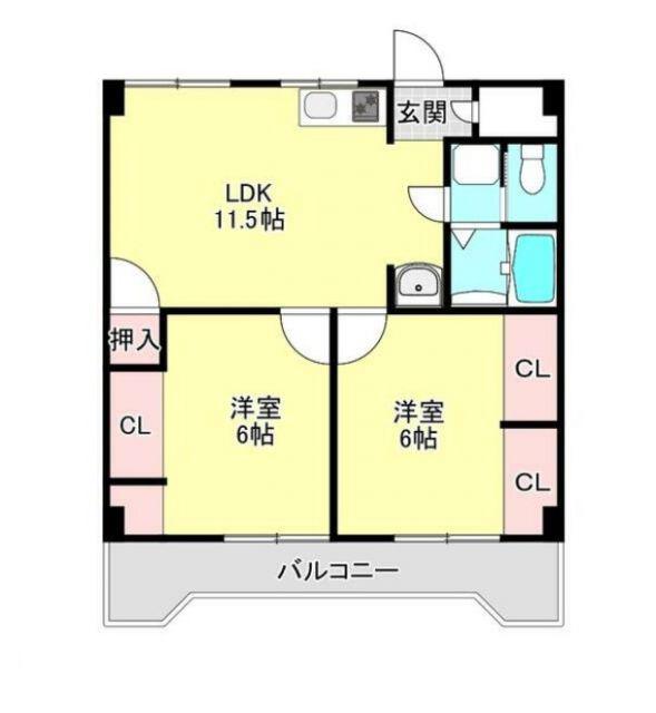 アーバンコート庄内弐番館(2LDK/1階)の間取り写真