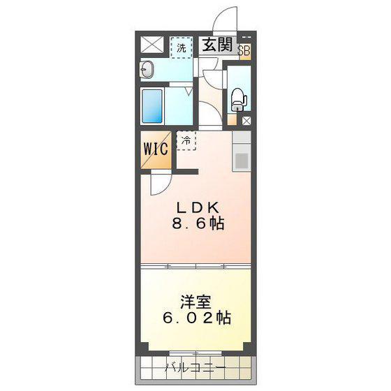 S-FORT津新町(1LDK/4階)の間取り写真