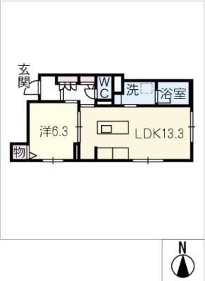 エクラージュ吹上(1LDK/1階)の間取り写真