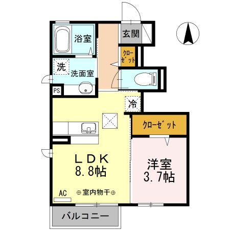 プリマージュ A棟(1LDK/1階)の間取り写真