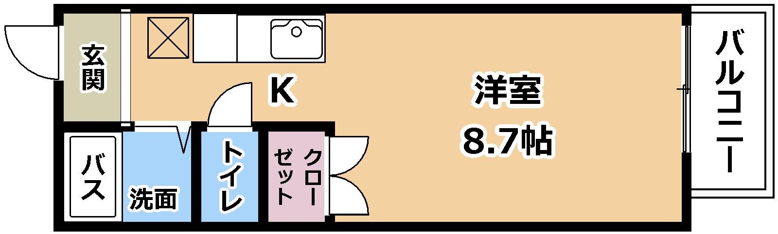 セーコーハイツ(ワンルーム/2階)の間取り写真