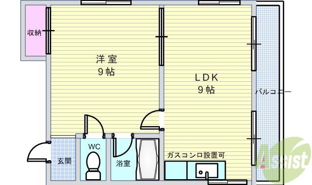 アイランド岡町(1LDK/2階)の間取り写真