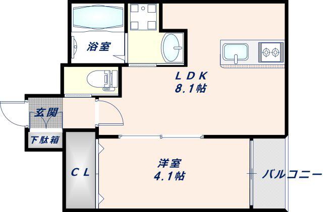 H-MAISON衣摺III(1LDK/2階)の間取り写真