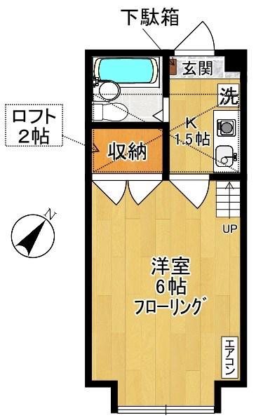 第二ハイツAMEYA(1K/1階)の間取り写真