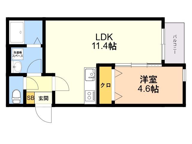 MUGINO BASE(1LDK/3階)の間取り写真