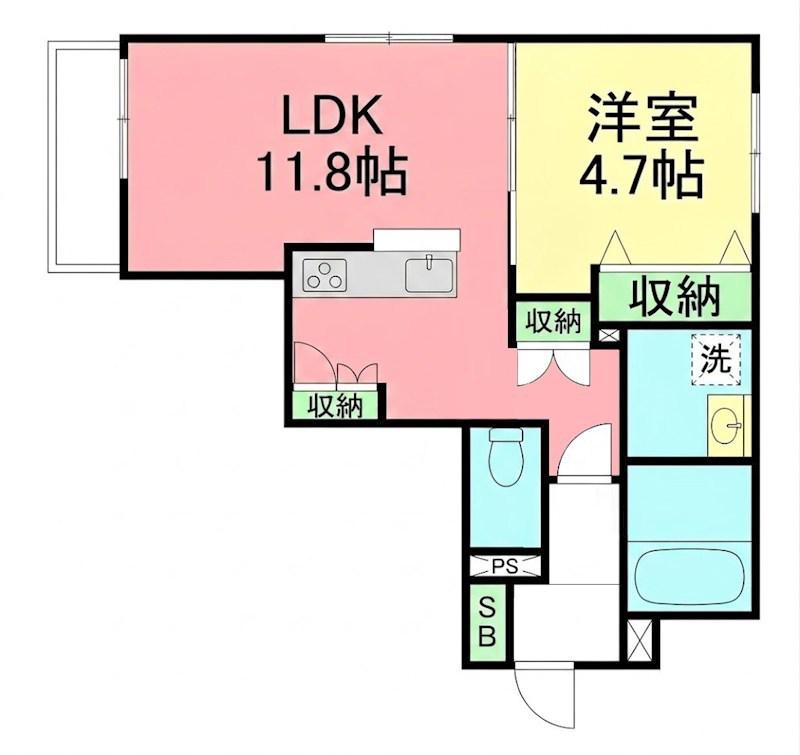 BELLE CLOCHETTE(1LDK/1階)の間取り写真