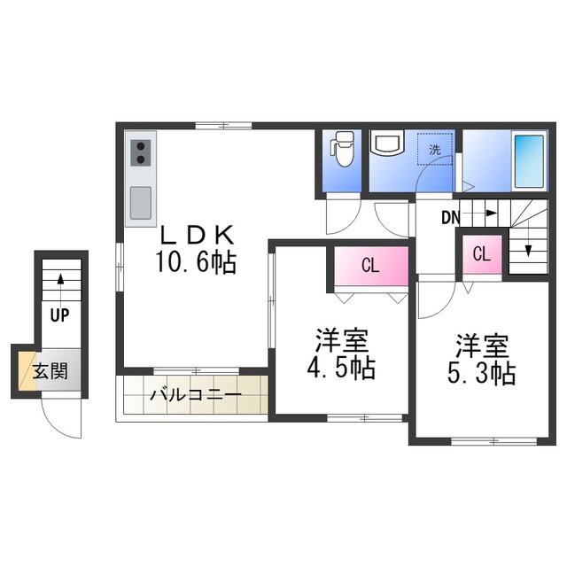 アルビネスI(2LDK/2階)の間取り写真