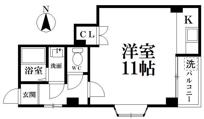 オリーヴ(ワンルーム/2階)の間取り写真