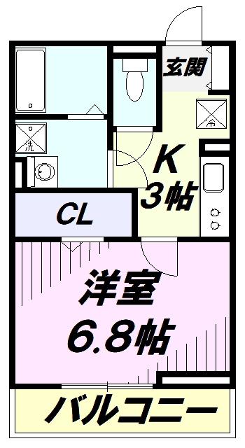 フォンテ(1K/2階)の間取り写真