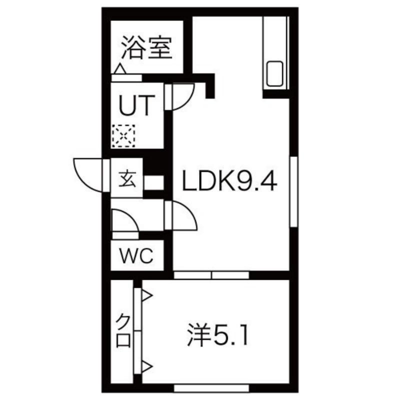 アレックス前田I(1LDK/2階)の間取り写真