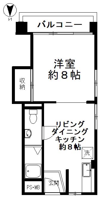 シャトー中目黒(1LDK/2階)の間取り写真