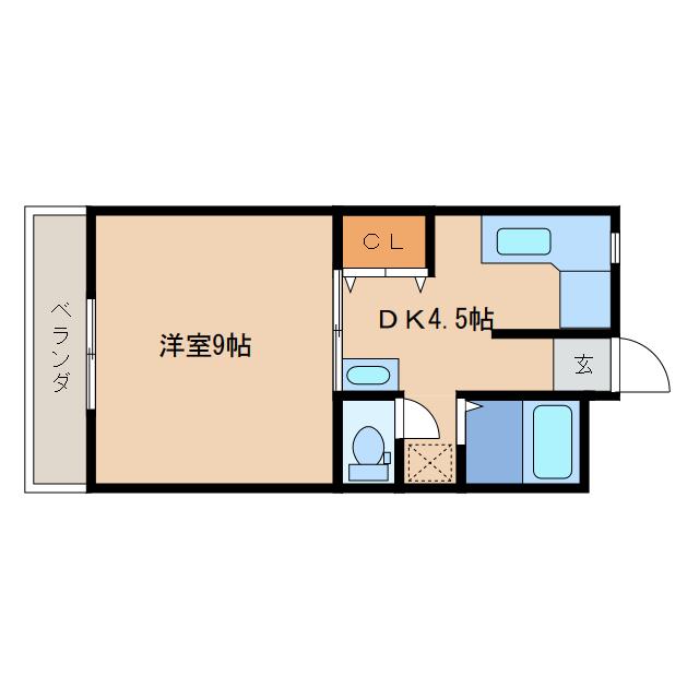 SKコーポ(1DK/4階)の間取り写真