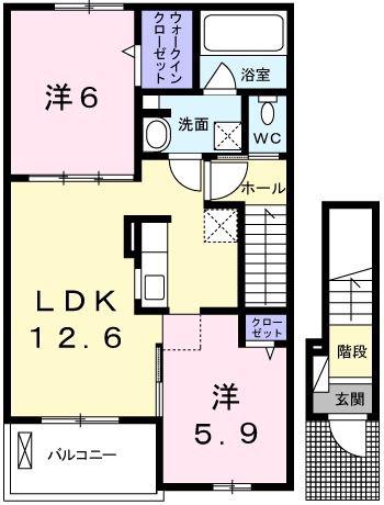 ベル・ソレイユ(2LDK/2階)の間取り写真
