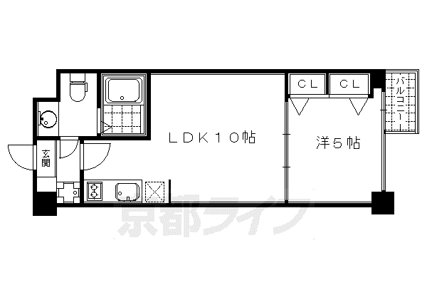 プラネシア烏丸御池(1LDK/2階)の間取り写真