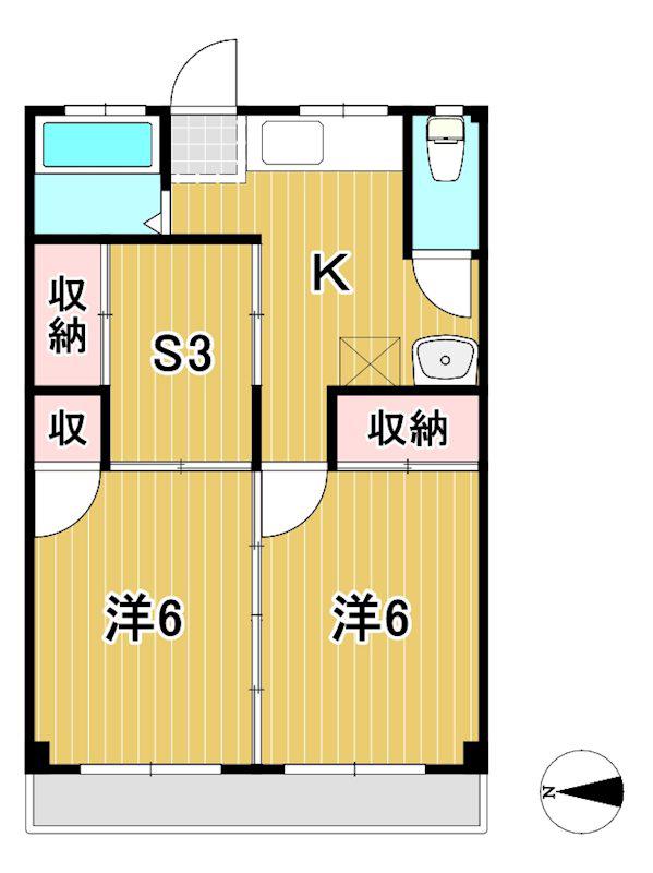 ヤママス6号(2SK/2階)の間取り写真