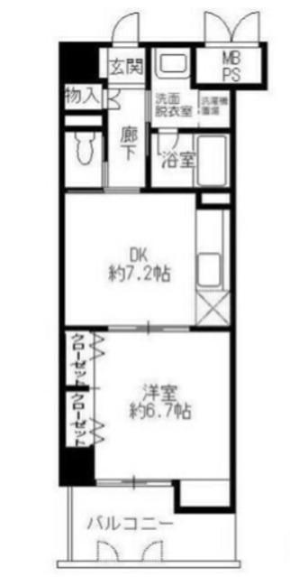 ワイズ新横浜(1DK/10階)の間取り写真