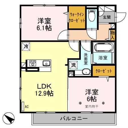 東武東上線 朝霞駅 徒歩24分 3階建 築8年(2LDK/3階)の間取り写真