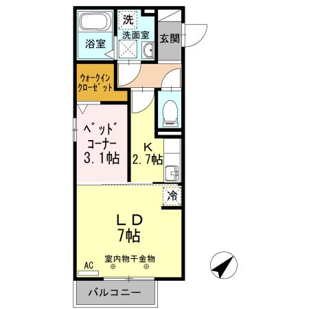 フレ・セゾン(1LDK/2階)の間取り写真
