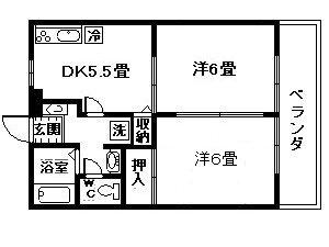 ファミール大江(2DK/2階)の間取り写真