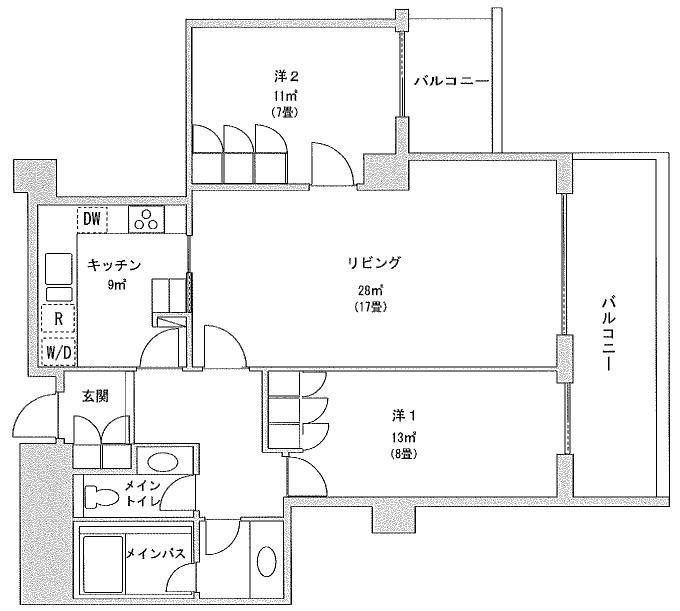 駒沢ガーデンハウス(2LDK/2階)の間取り写真