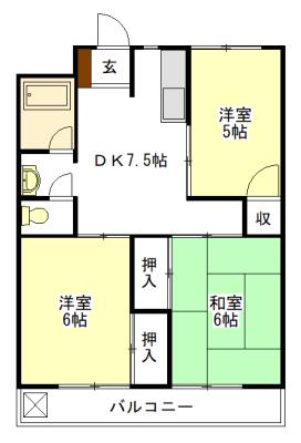 桜町ハイツ(3DK/3階)の間取り写真