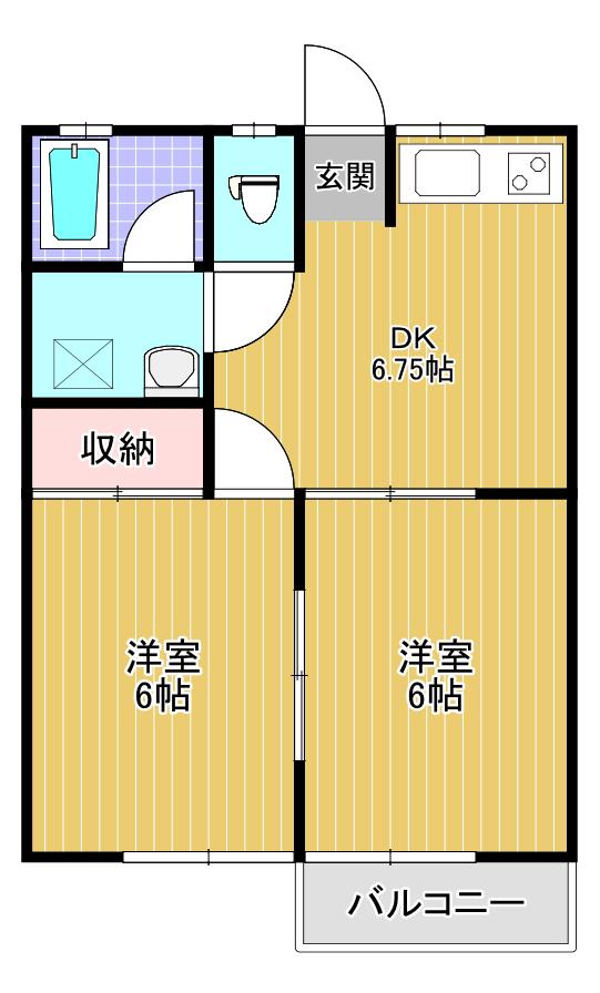 SOLANA上柴 B(2DK/2階)の間取り写真