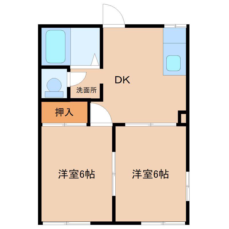 グリーンハイツ(2DK/2階)の間取り写真