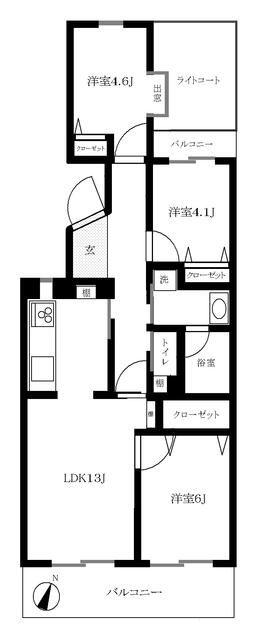 アーバンハイツ保土ヶ谷(3LDK/1階)の間取り写真