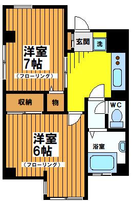 上北沢グリーンコーポ(2K/5階)の間取り写真