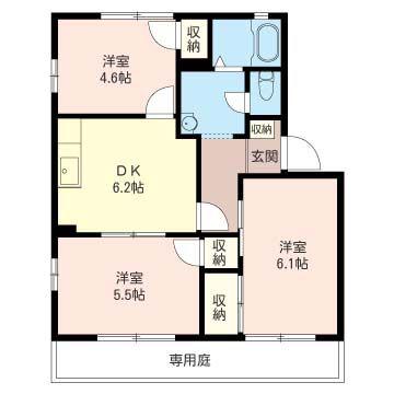グリーンピア西原A棟(3DK/1階)の間取り写真