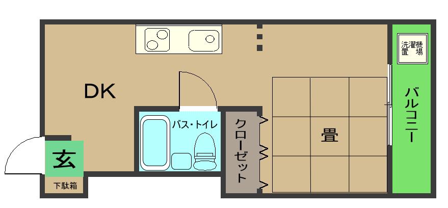 島田マンション(1DK/3階)の間取り写真
